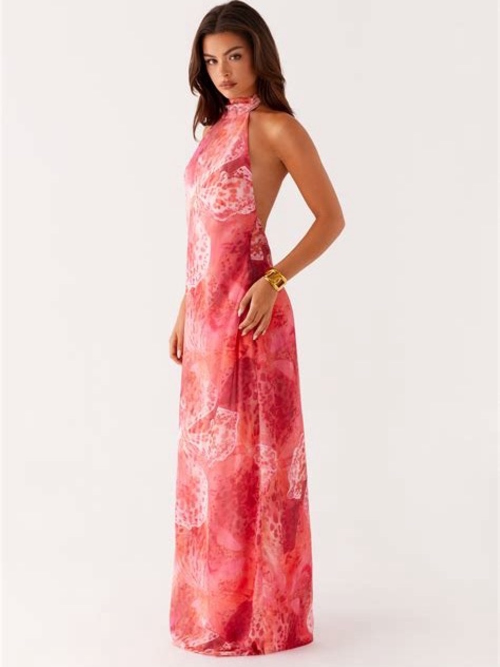 Peppermayo Pink Halter Neck Maxi Dress